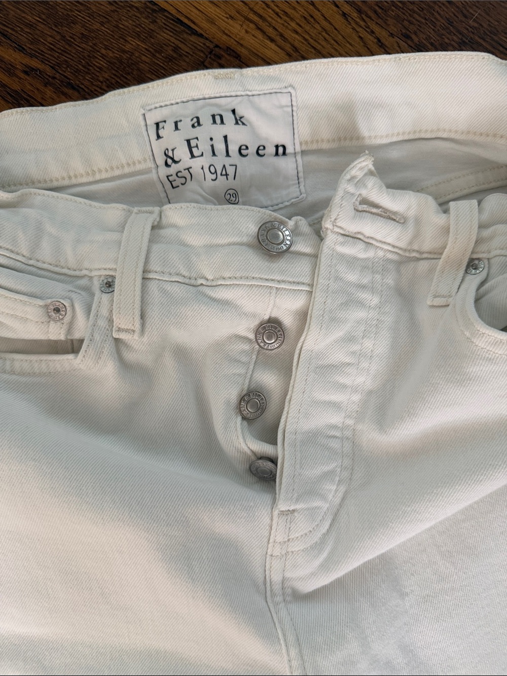 Frank & Eileen High-Rise Cream Button-Fly Jeans